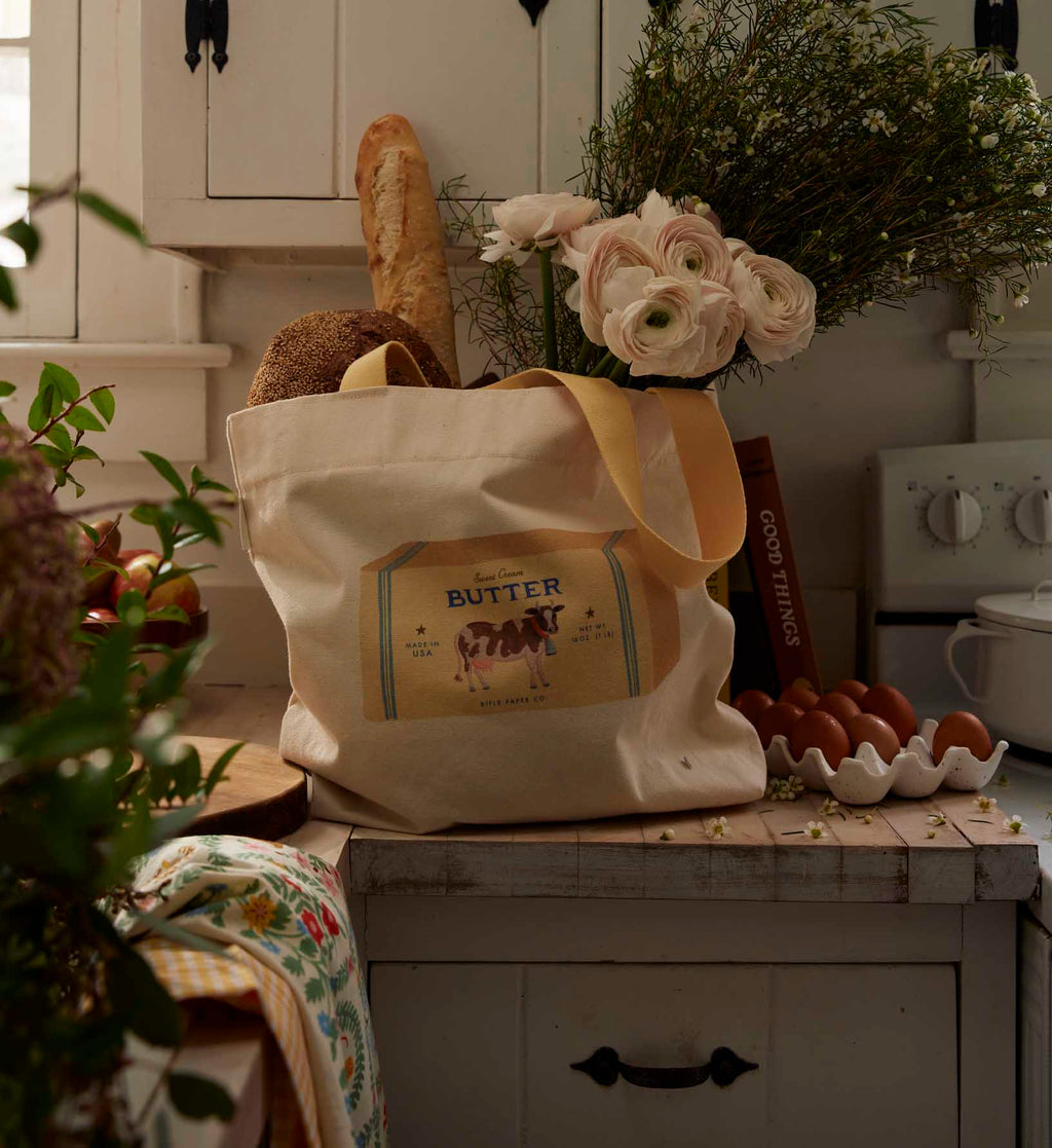 East West Canvas Tote Bag - Butter